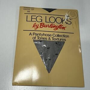 Vtg Leg Looks Pantyhose Shimmer Dot Control top Medium Off Black Sandalfoot